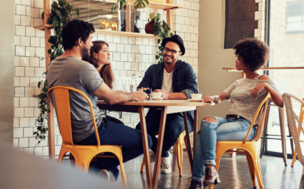 Discussion group at coffee shop